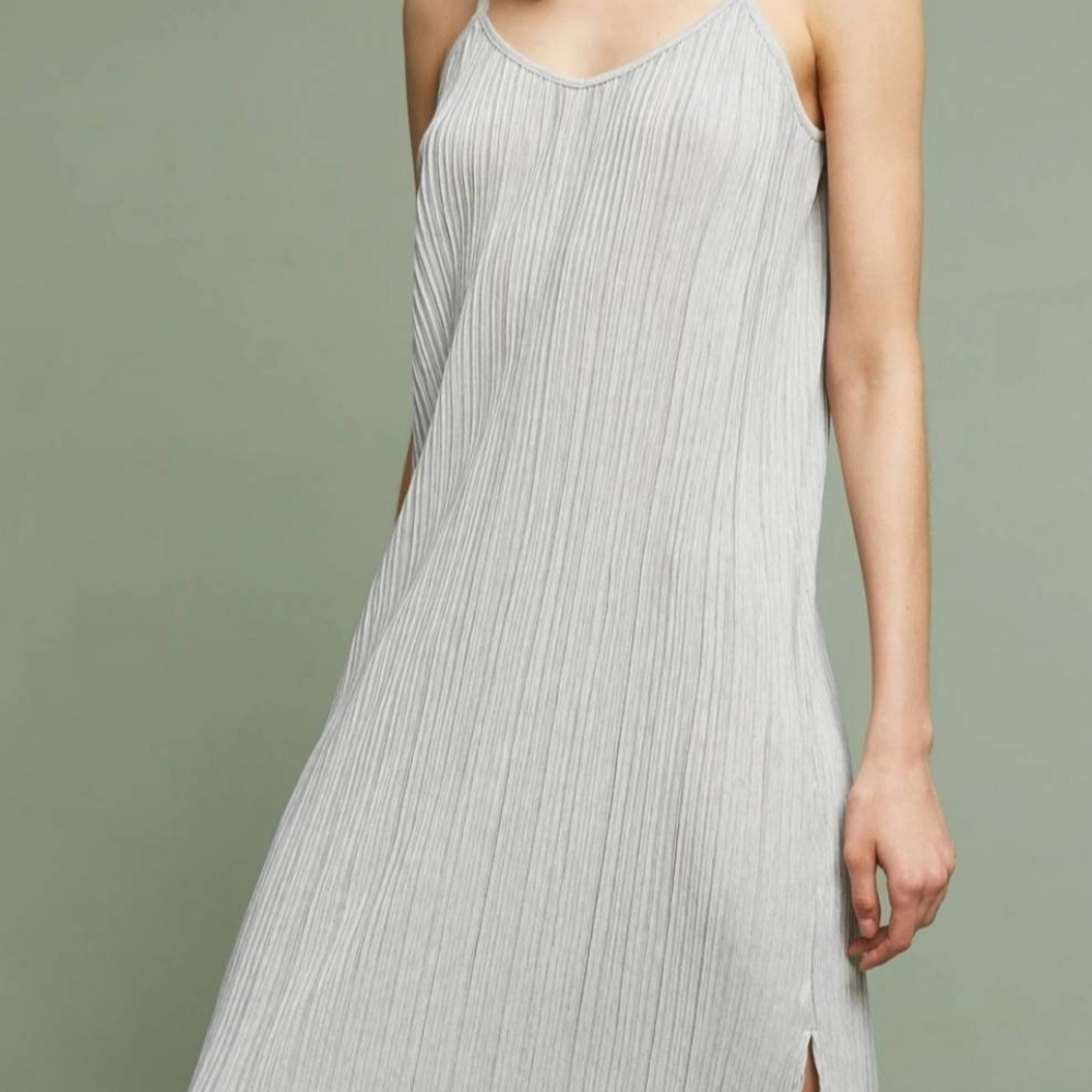 Sunday In Brooklyn Anthropologie Gray Pleated Slip Dress PS Wedding Vacation